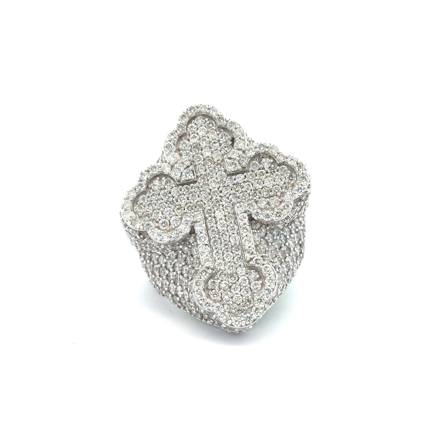 WHITE DIAMOND CROSS RING